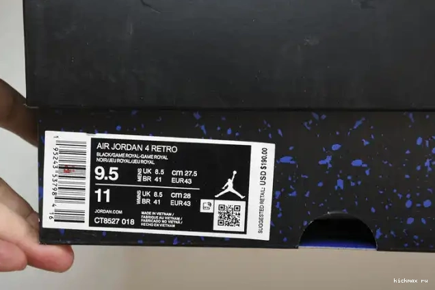 Cheap Kickmax CT8527-018 Jordan Retro Black 4 Game Royal 0519